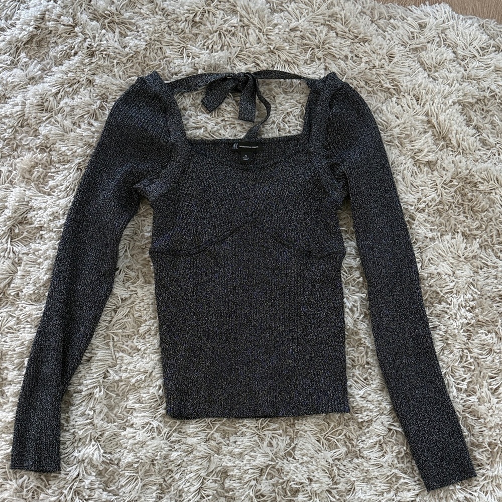 Metallic Ribbed Sweater Sz Xl
